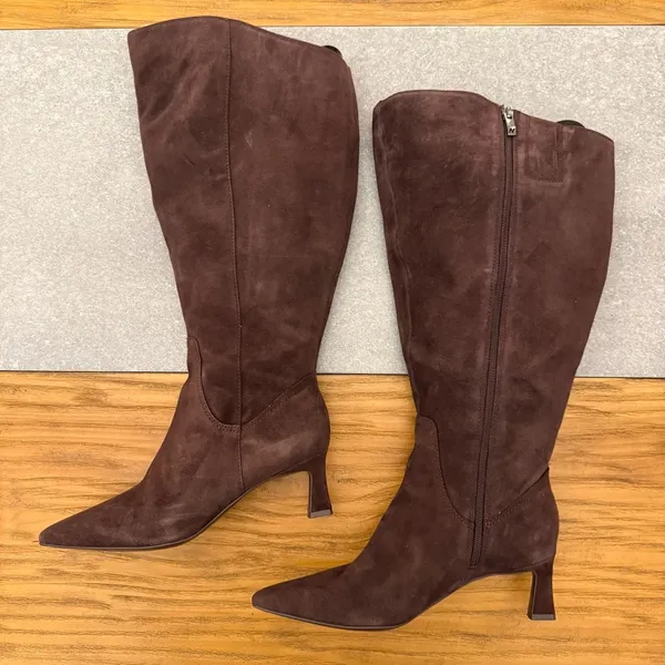 Naturalizer Deesha Chocolate Brown Suede Wide Calf Boots Size 7.5W-XW - Image 3