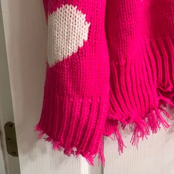 Chic Soul Looking For A Lover Valentines Heart Neon Fuchsia Sweater - size XL/1X - Image 5