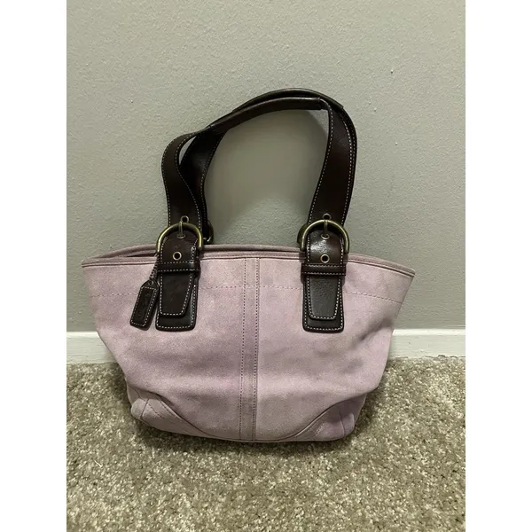 Y2K Vintage Rare Coach Lavender Soho Suede Tote 2004 - Image 9