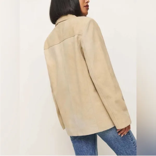 Reformation Veda Lincoln‎ Suede Jacket Oat Distressed Leather XS NWT - Image 11