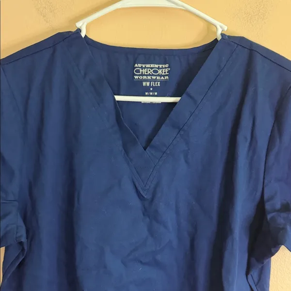 Cherokee Navy Blue V-Neck Medical Scrub Top - Image 5