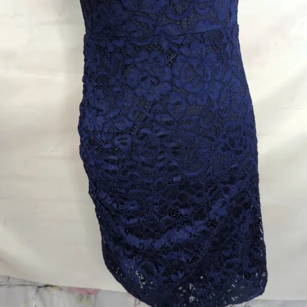 Sam Edelman Navy One Shoulder‎ Lace Mini Dress - Image 3