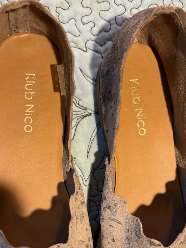 💥KLUB NICO Georgette Scalloped Pewter Floral Flat Made in Spain EU 36 US 6💛 - Image 8