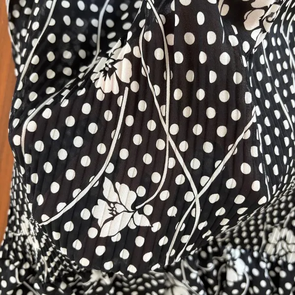 Serenade Polka Dot Floral Babydoll Top Pleated Blouse Sheer Boho Fairy Large - Image 14