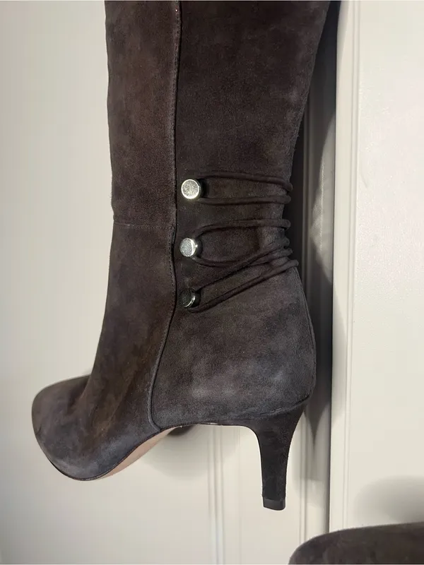 Y2K Antonio Melani Brown Suede Knee High Heeled Boots - Image 14