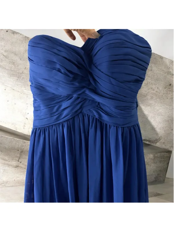 Bill Levkoff Royal Blue Strapless Chiffon Gown Size 8 - Image 6
