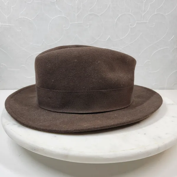 Indiana Jones Brand Wool Hat Mens Small Brown Stylish Bow Ribbon Band 12" Fedora - Image 11