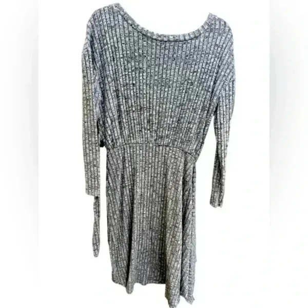 Grey Ribbed Dress officer, work,‎ synced waist, long sleeve E9 - Image 3
