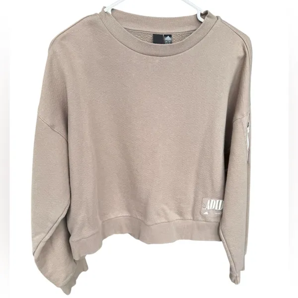 Adidas‎ Longsleeve Pullover Cropped Length Tan Sleeve size XS oversized - Image 7