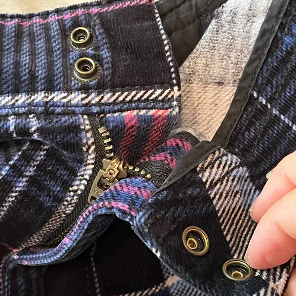 Anthropologie Women's Alicia Plaid Moto‎ Corduroy Zip High Waist Pants Size 27 - Image 5