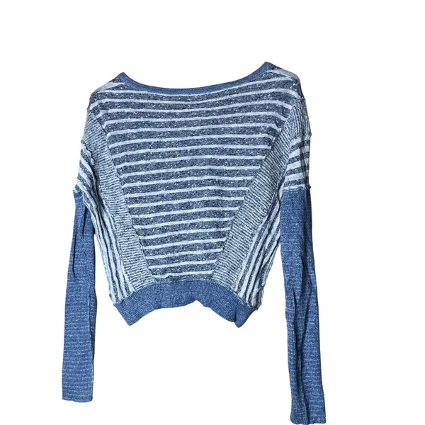 Free People Striped Knit Button Front Cropped‎ Cardigan Sweater Women's Size 6 - Image 6