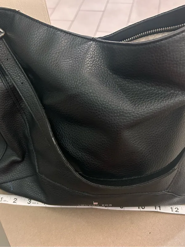 London Fog Black Pebbled Leather Shoulder Bag Preowned - Image 3