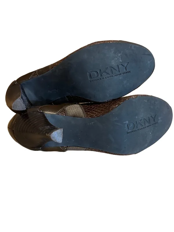 Dkny Brown Patent Leather Snakeskin-Embossed Mary Jane Shoes (5.5) - Image 10