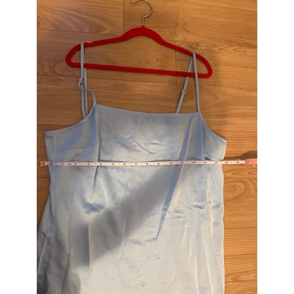 STAUD Light‎ Blue Satin Maxi Slip Dress Square Neck Side Slit Size M NWT - Image 5
