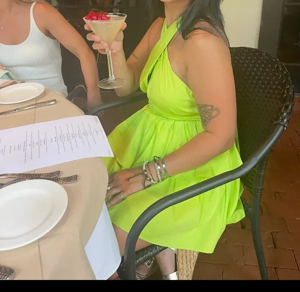 Lime Green Halter Ruffle Dress Size M - Image 3