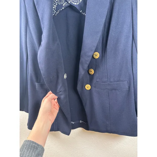 Cabi Size‎ 4 Navy Blue Double Breasted Blazer Gold Anchor Buttons Professional - Image 7