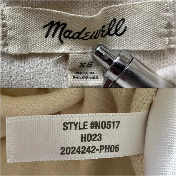 Madewell Top Striped Jacquard Funnelneck Long Sleeve Cream XS - Image 9