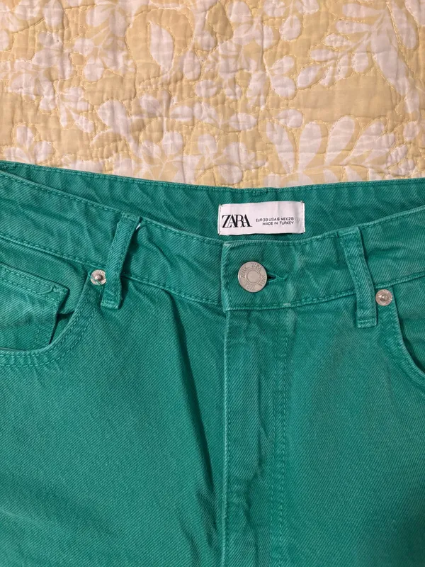 ZARA Green High-Rise Wide-Leg Jeans - Image 3