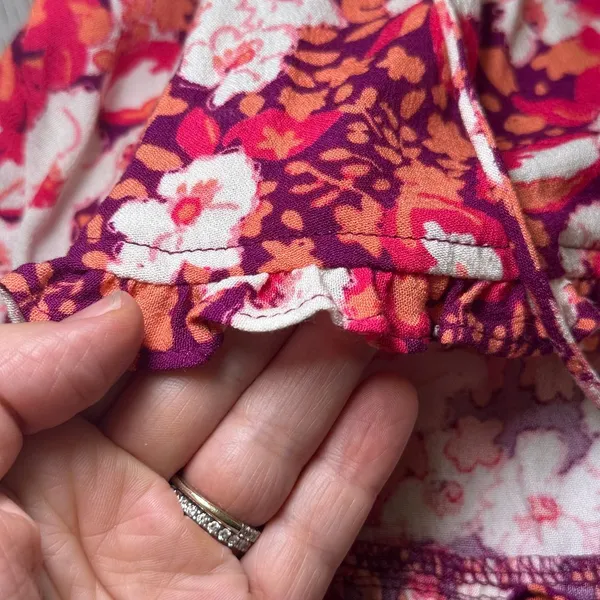 Free People Sweet‎ Memories blouse fruit punch combo boho floral ruffle size s - Image 6