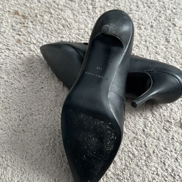 Charles David Black heels with stone embellishment, pointy - Image 2