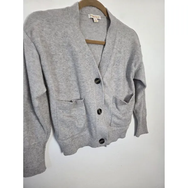 Poof Gray Cardigan Sweater Short Cozy Soft Academia Preppy Twee Old Money Small - Image 6