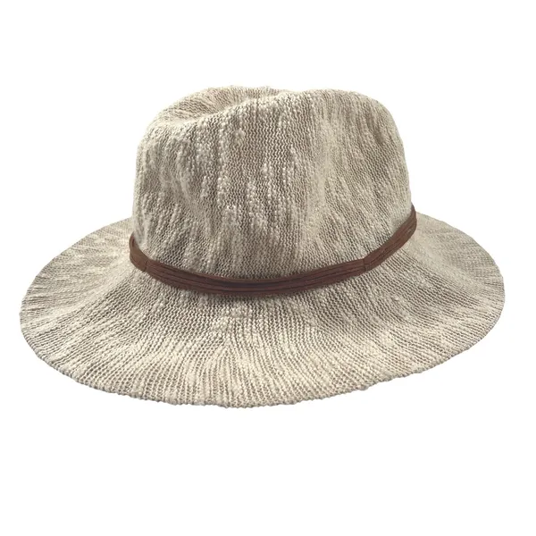 Hinge Womens Knit Fedora Sun Hat Oatmeal Beige Brown Band One‎ Size Boho EUC - Image 4