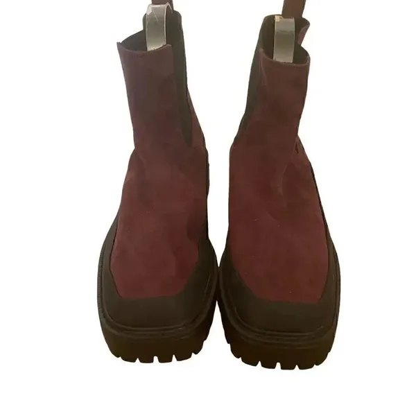 Nordstrom Rack Bellamy Faux Suede Chelsea Boots Wine Womens 8.5 Waterproof - Image 2