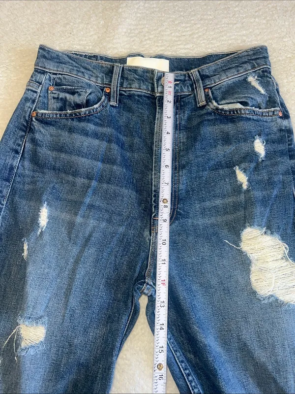 MOTHER "High Waisted Study Hover" Straight Jeans Peaches & Scream‎ Size 28 - Image 4