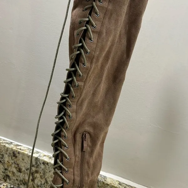 EGO Lace-Up Over-the-Knee Suede Boots in Brown size 4 great condition - Image 4