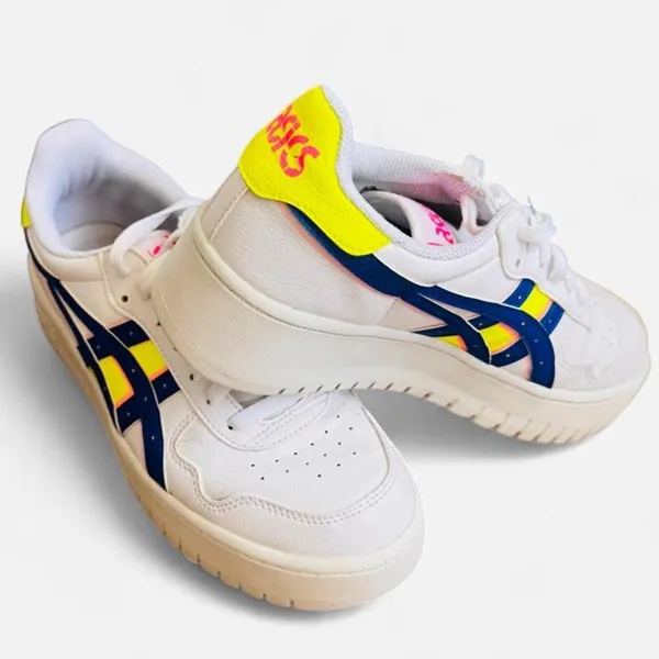 ASICS Japan S PF White Navy Yellow Platform Sneakers Size - Image 3