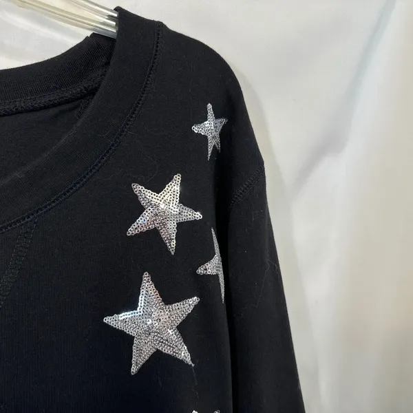 Woman Within Plus Size 26/28W Top 2X Black Sequin Star Sweatshirt Celestial 708‎ - Image 5