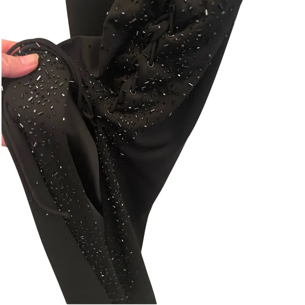 Niki by Niki Livas Black Beaded Lace Up Side Maxi Dress Formal Gown Size 6 HOCO - Image 5