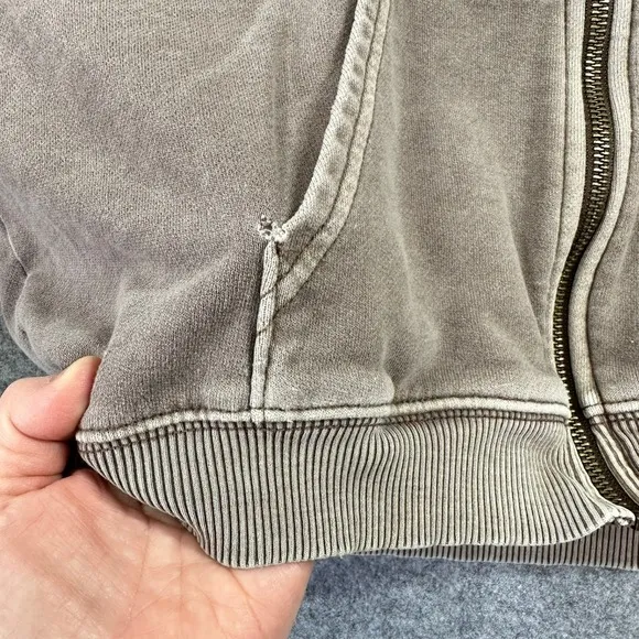 American‎ Eagle Cropped Zip Up Hoodie Sweatshirt Womens Small Brown Mineral Wash - Image 10
