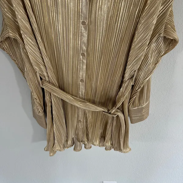 Le Lis Gold Pleated Mini Dress Size XS NWT - Image 4