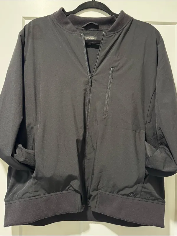 Banana Republic Black Bomber Jacket - Classic Lightweight Coat - Image 3