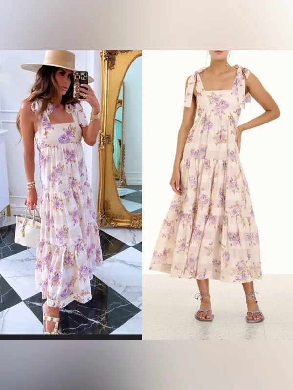 Zimmermann Rosa stripped picnic dress midi floral ruffles size OP/XS - Image 3
