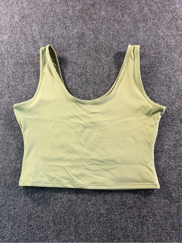 Klassy Network cropped scoop neck tank top sage green color Size XXL Athleisure - Image 2