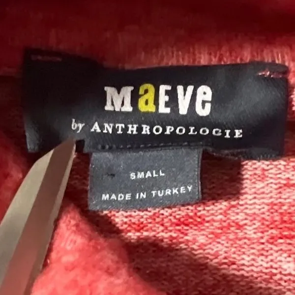 Maeve Anthropologie Cowl Neck Top Women Small Coral Puff Sleeve Sweater - Image 4