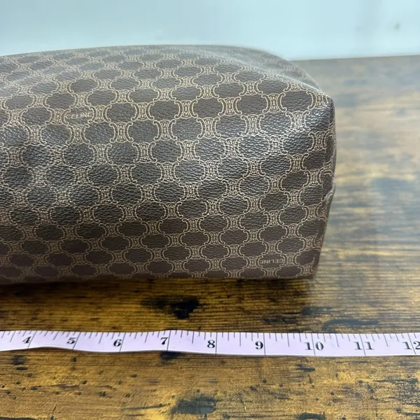 Celine Brown Macadam Toiletry Bag Made In Italy Travel Cosmetic Case Unisex - Image 13