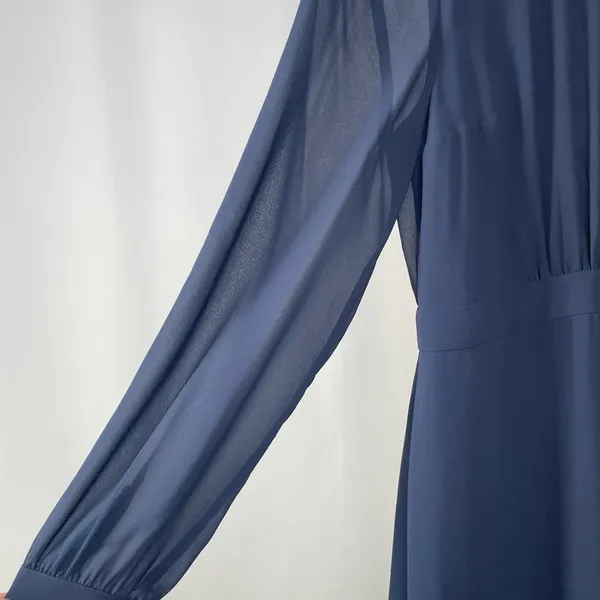 NWT ModCloth Sheer Long Sleeve Mock‎ Neck Mini Dress in Navy Blue Size 6 - Image 6