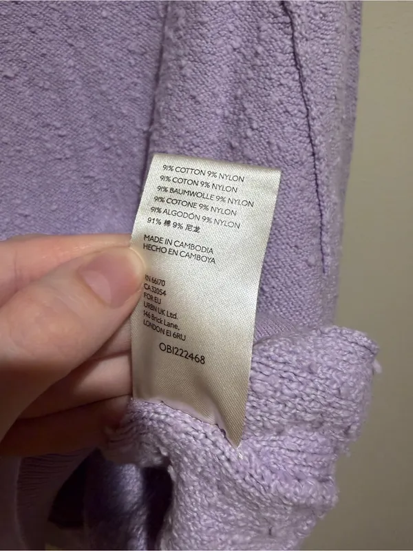 Free People Found My Friend Textured Pullover Sweatshirt Lilac Purple Small - Image 7
