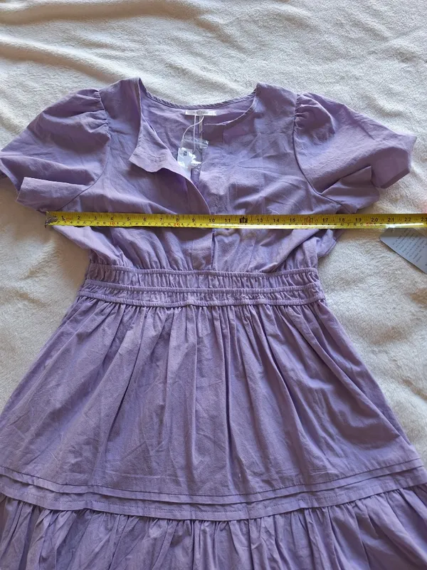 NWT Stitchdrop Lilac Cotton Ruffle Mini Dress M - Image 6