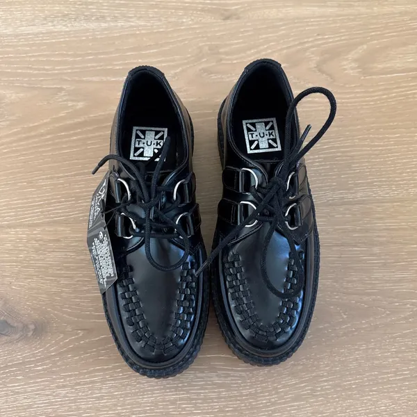 TUK Viva Mondo Leather Creeper Shoes Size US W 6 Black - Image 4