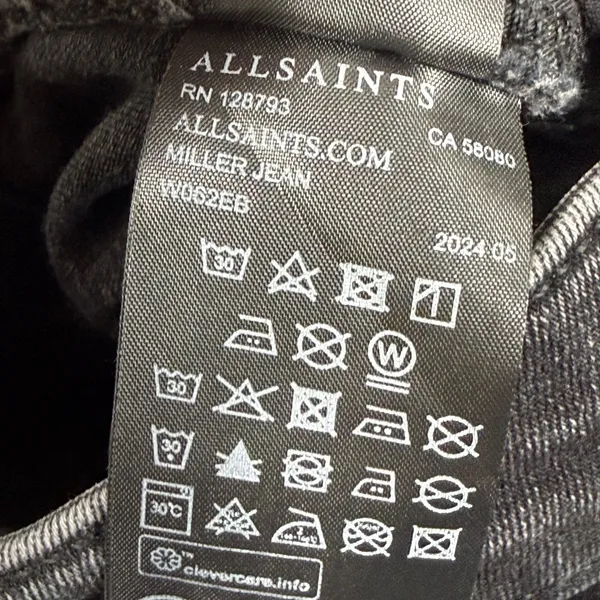 AllSaints Miller Jean W26 Washed Black Skinny Denim Mid Rise W062EB - Image 9