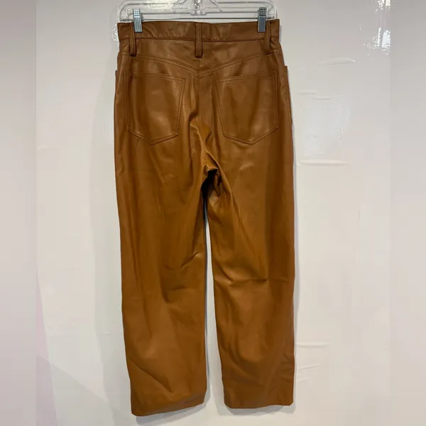 Madewell‎ the perfect vintage wide leg jean in a caramel pleather - Image 4