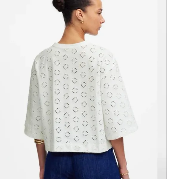 Madewell Embroidered Wide-Sleeve Boxy Tee in White NWT! - Image 3