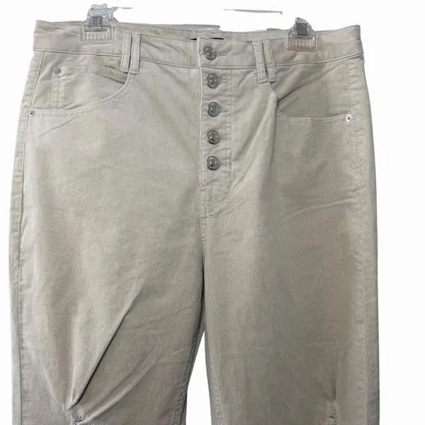 NWT Forever 21 Corduroy Flare Pants‎ Women's Size XL Tan Distressed Y2K Boho - Image 4