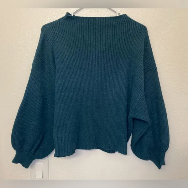 Line & Dot Women’s‎ Deep Teal Cowl Neck Sweater Size S - Image 2