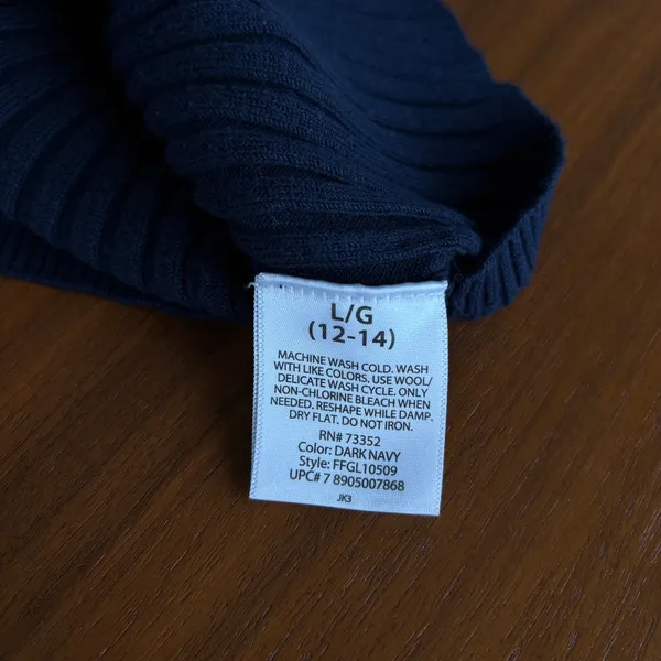 George Ribbed Knit V Neck Top L Dark Blue Short Sleeve Office Chic Fall Capsule - Image 3