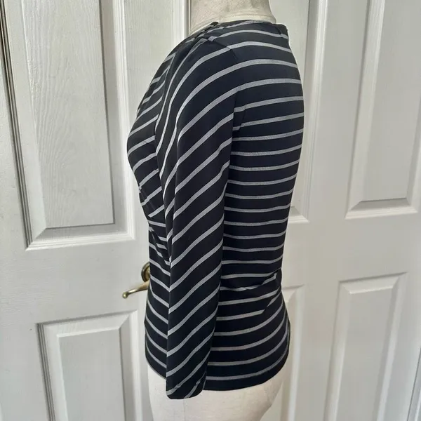 White House black Market black striped shirt - Image 2